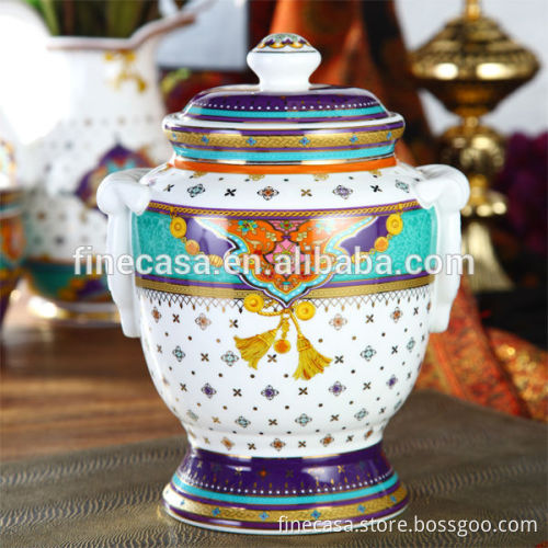 Fine New Bone China Luxury Decorative Ceramic Canister of Summer of Persia